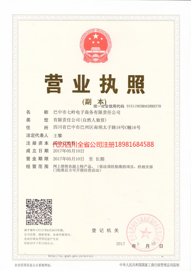 金口河金口河七岭电子商务有限责任公司