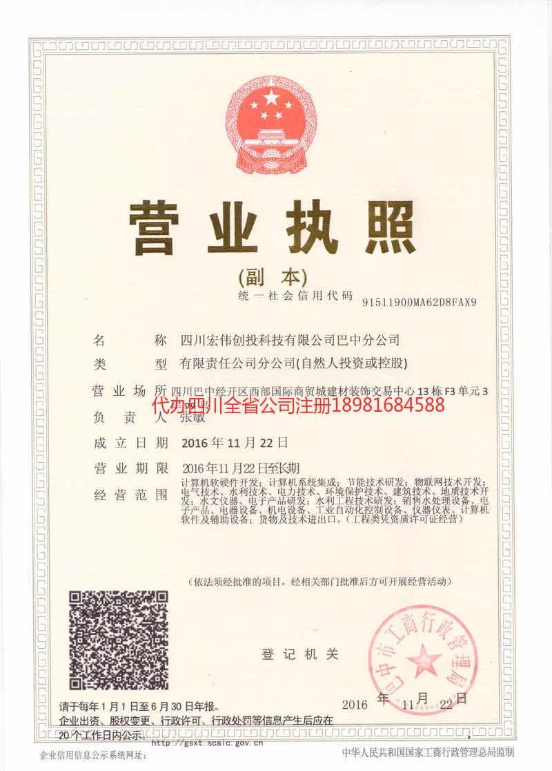 金口河金口河宏伟创投科技有限公司